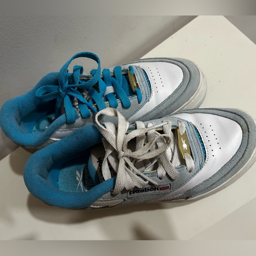 Reebok White and Blue Sneakers